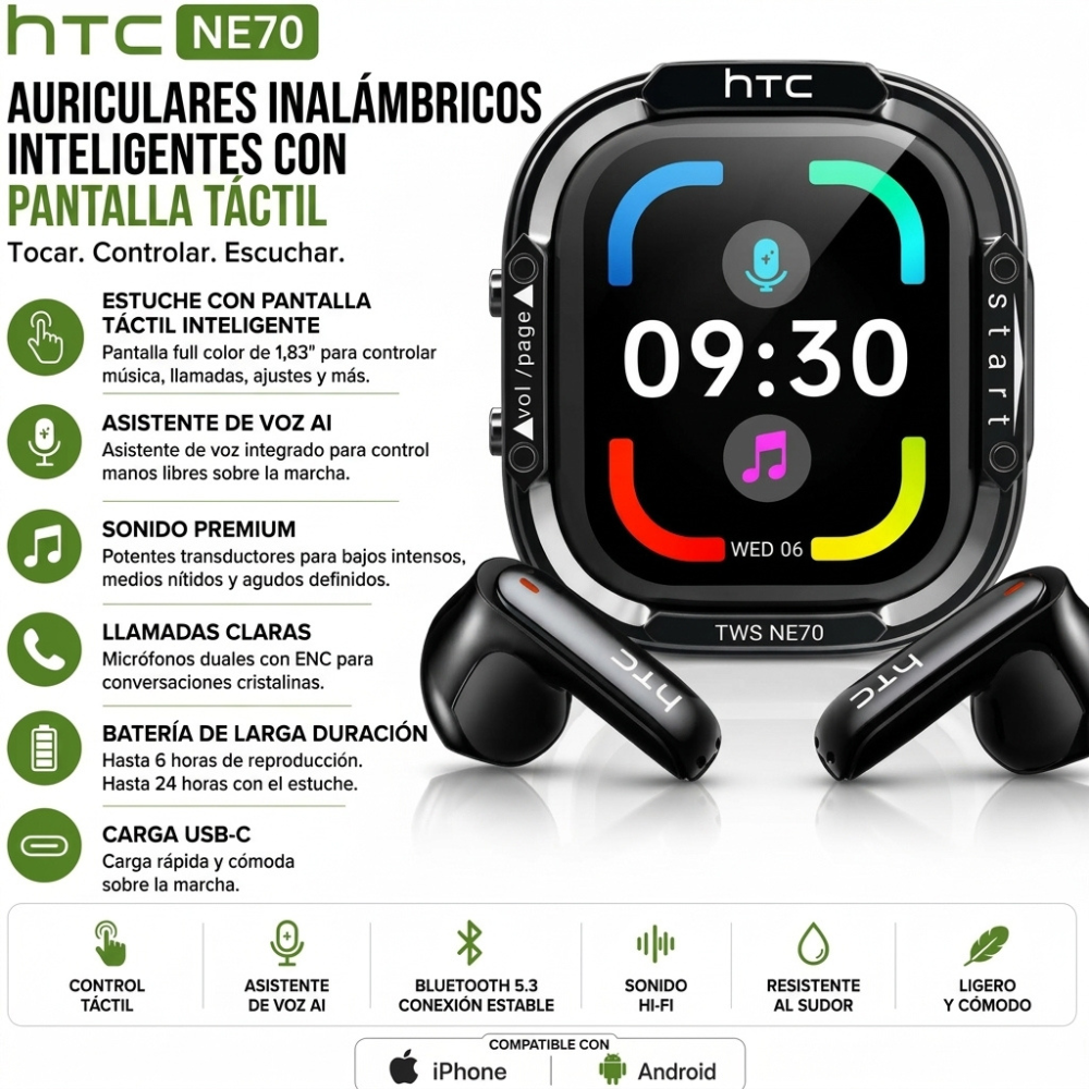 HTC NE70 Auriculares Traductores IA ( SIN SUSCRIPCIÓN)