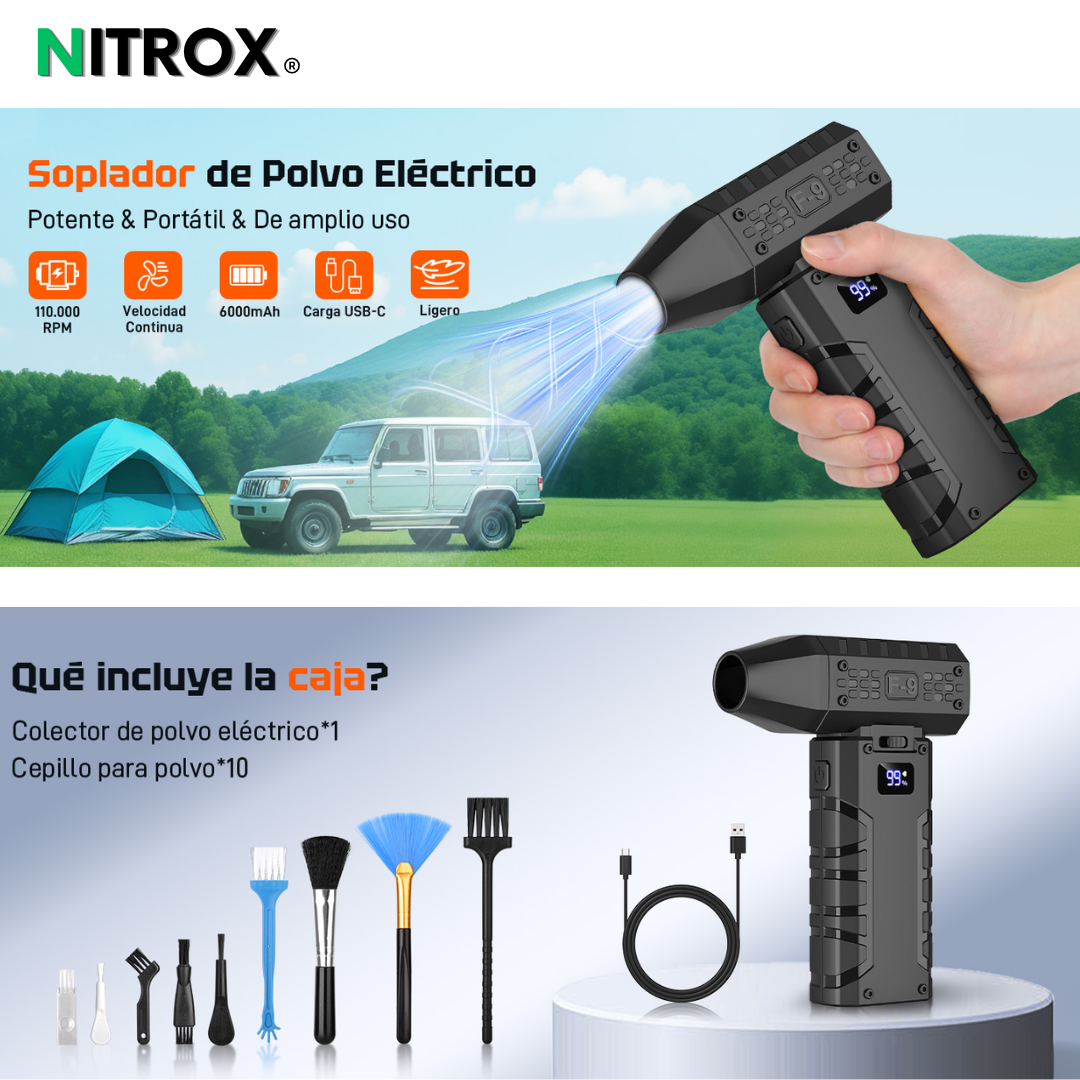 Soplador de Polvo Eléctrico, 110,000 RPM, Velocidad Variable